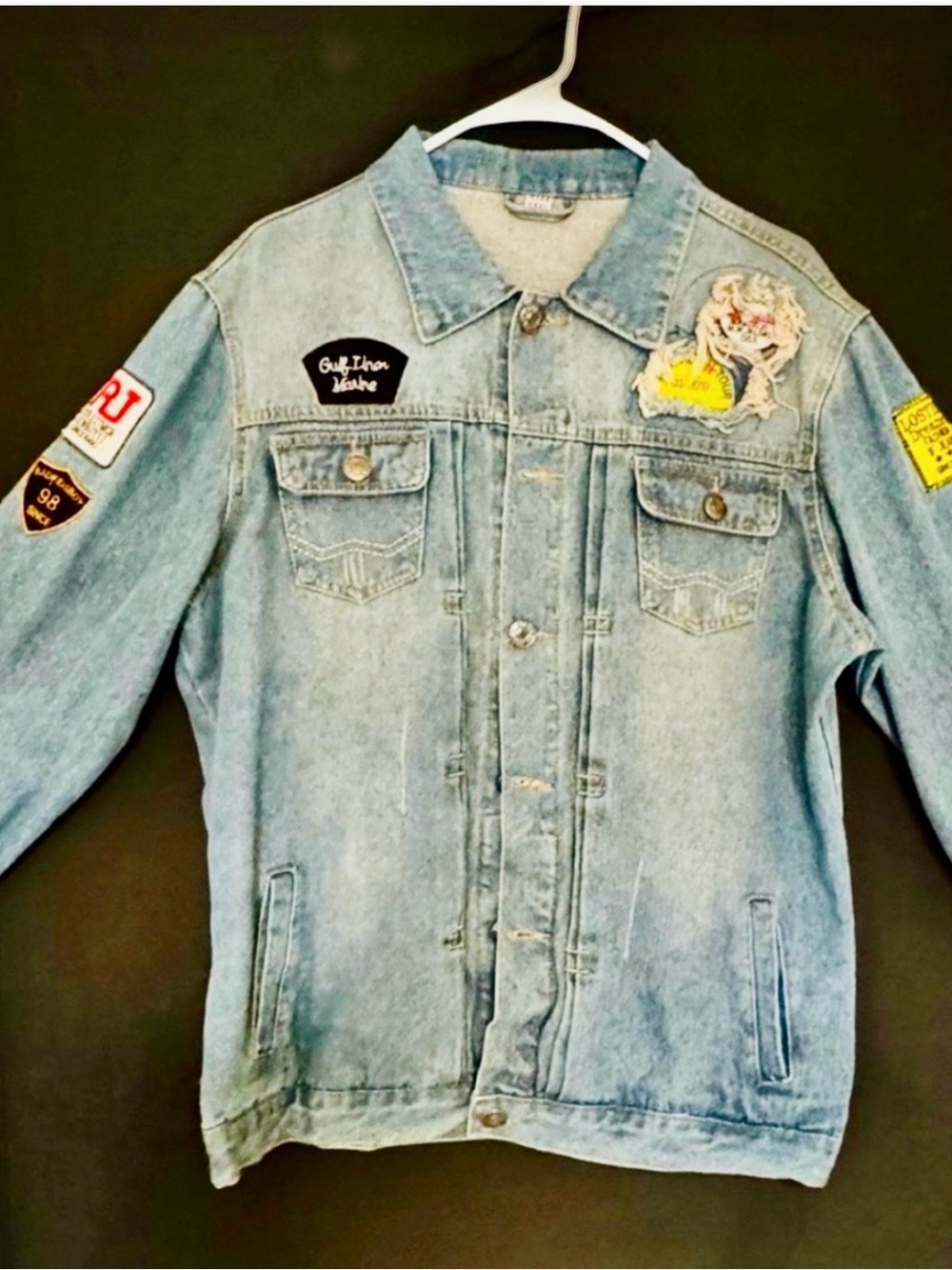 Men's Retro Denim Cotton Jean Jacket Coat Casual Outwear Blue Vintage